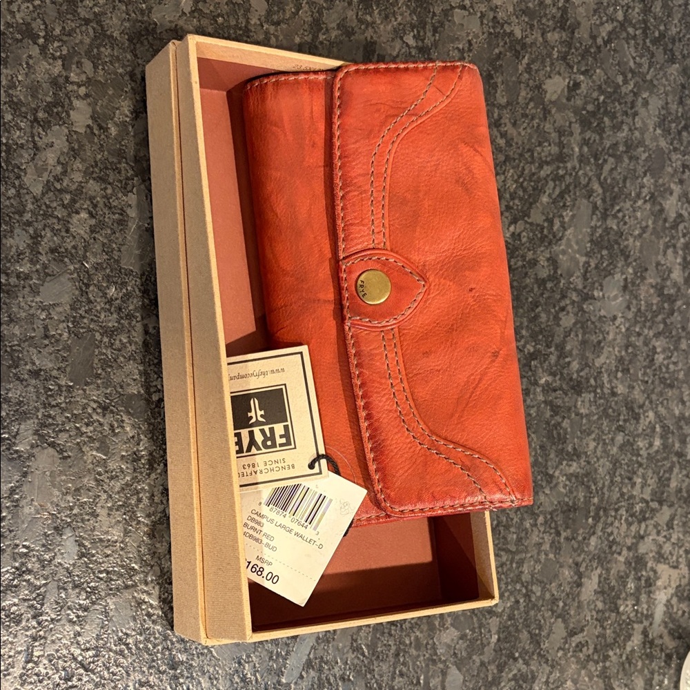NIB Frye Burnt Red Leather Wallet.  Ready to gift in box.  Super soft.